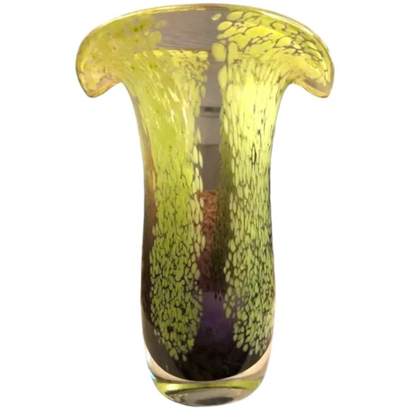 Telaflora Other - MURANO-STYLE Vtg Heavy Art Glass Vase Purple Clear Green MCM Contemporary